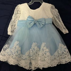 Baby blue n lace dress for baby girl
